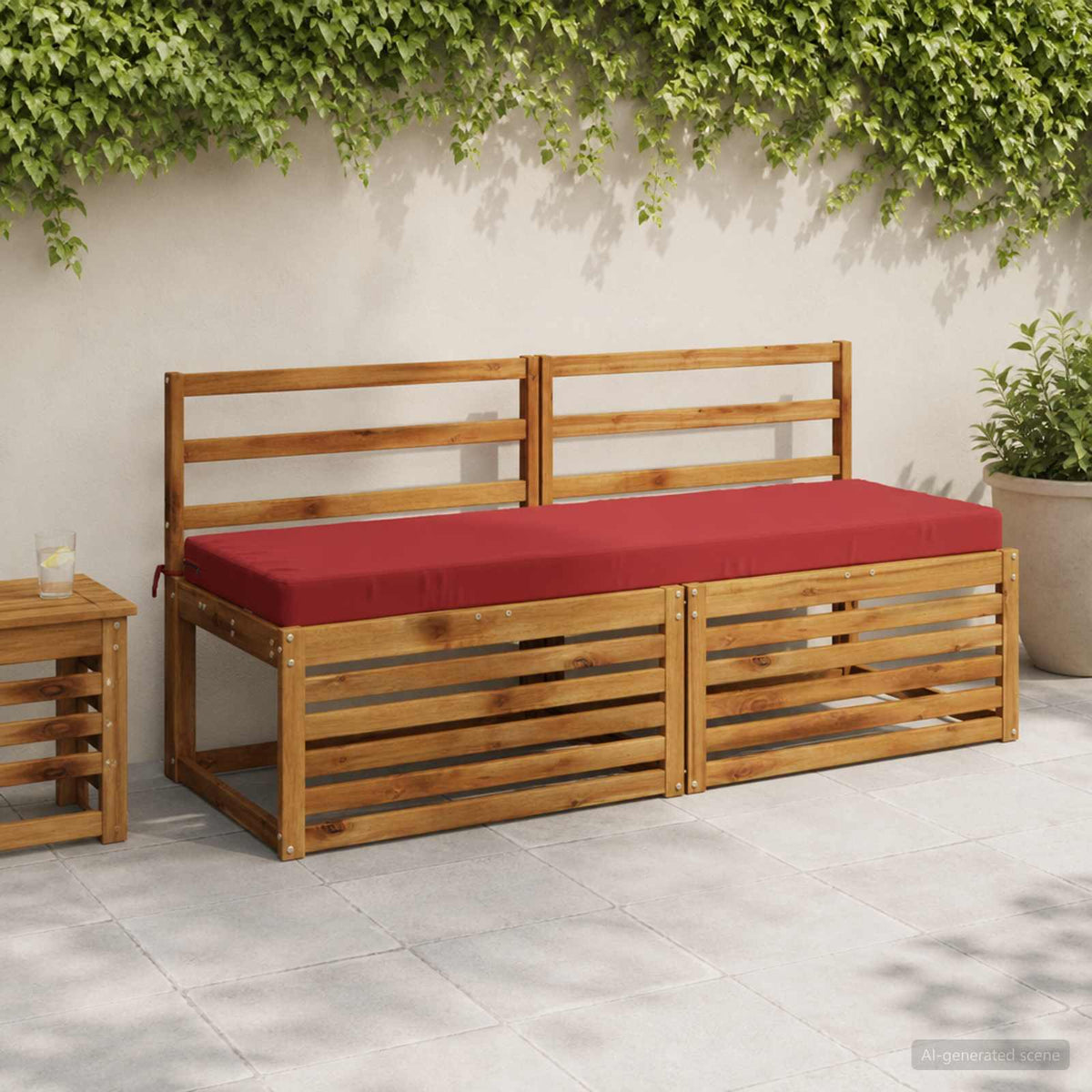 Bench Cushion SOEST 100% Polyester Wine Red 150 x 50 x 8 cm
