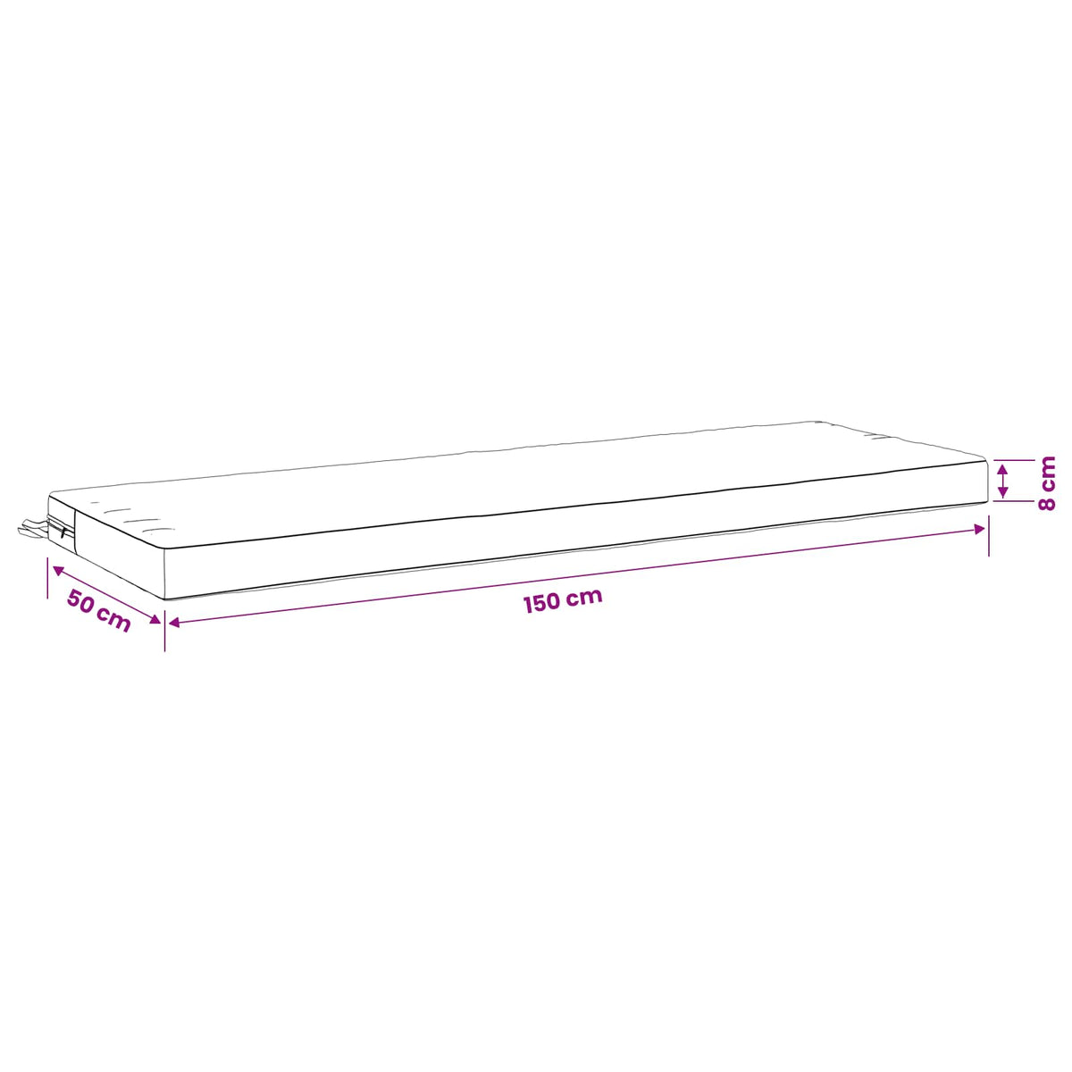 Bench Cushion SOEST 100% Polyester Grey 150 x 50 x 8 cm