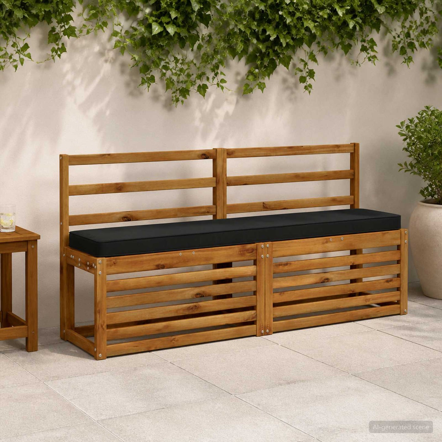 2-Piece Bench Cushions VUGHT 2 pcs 100% Polyester Black