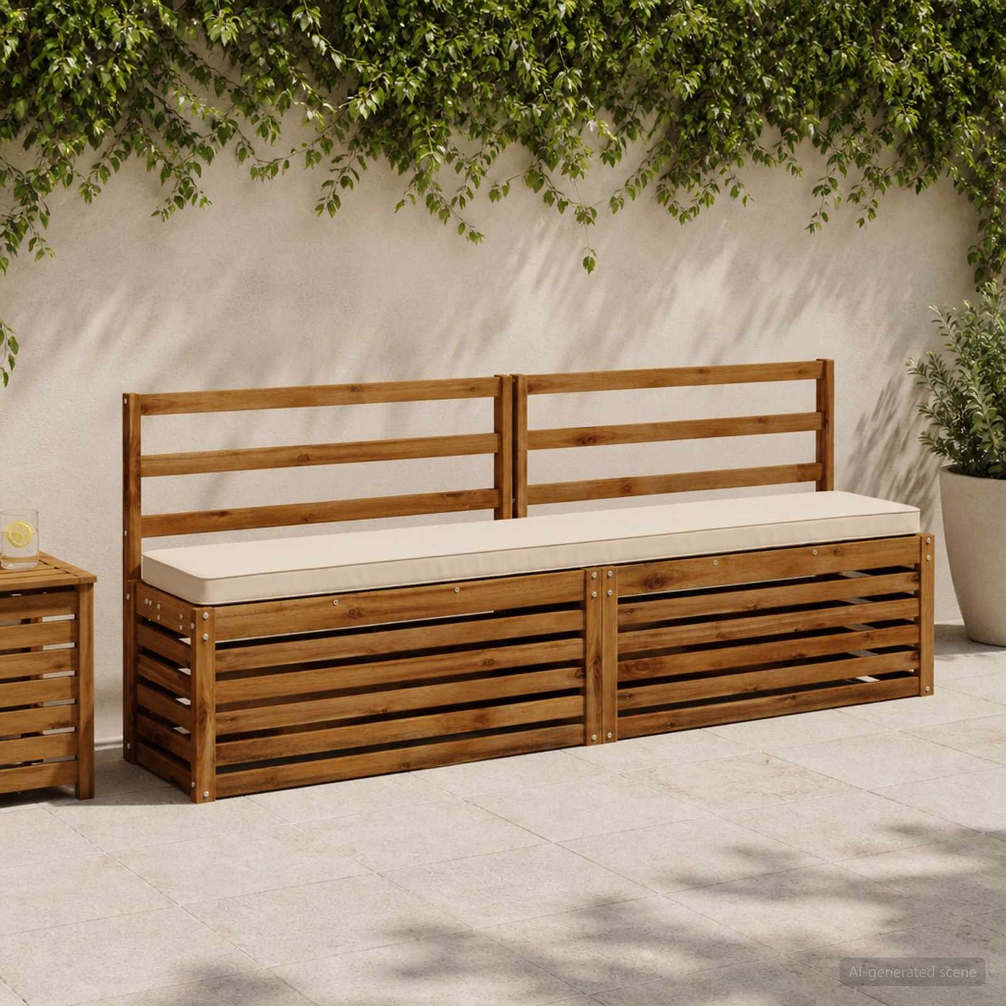 2-Piece Bench Cushions VUGHT 2 pcs 100% Polyester Cream