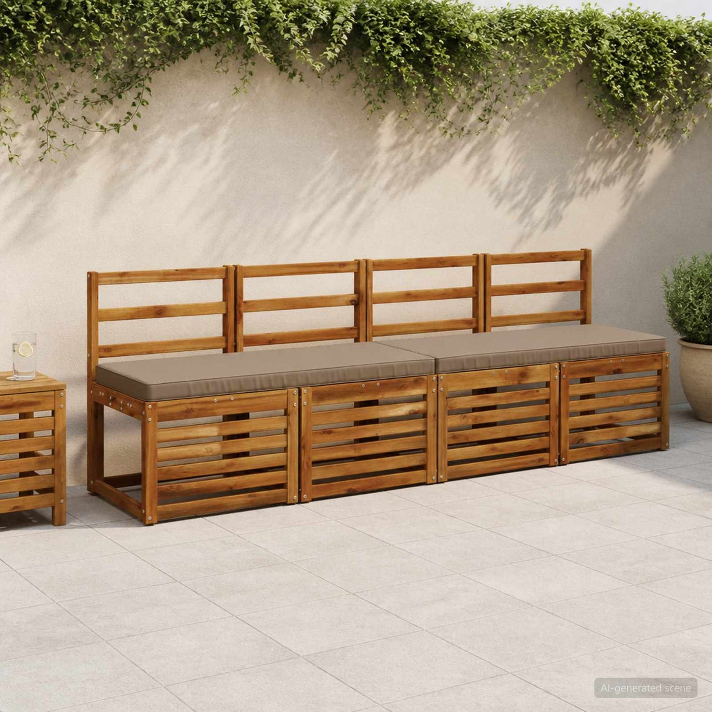 2-Piece Bench Cushions VUGHT 2 pcs 100% Polyester Taupe
