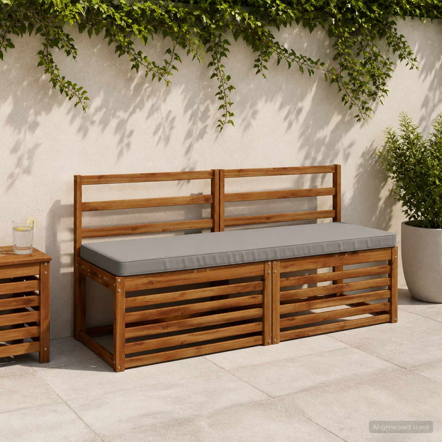 1-Piece Bench Cushion VUGHT 100% Polyester Grey 150 x 50 x 5 cm