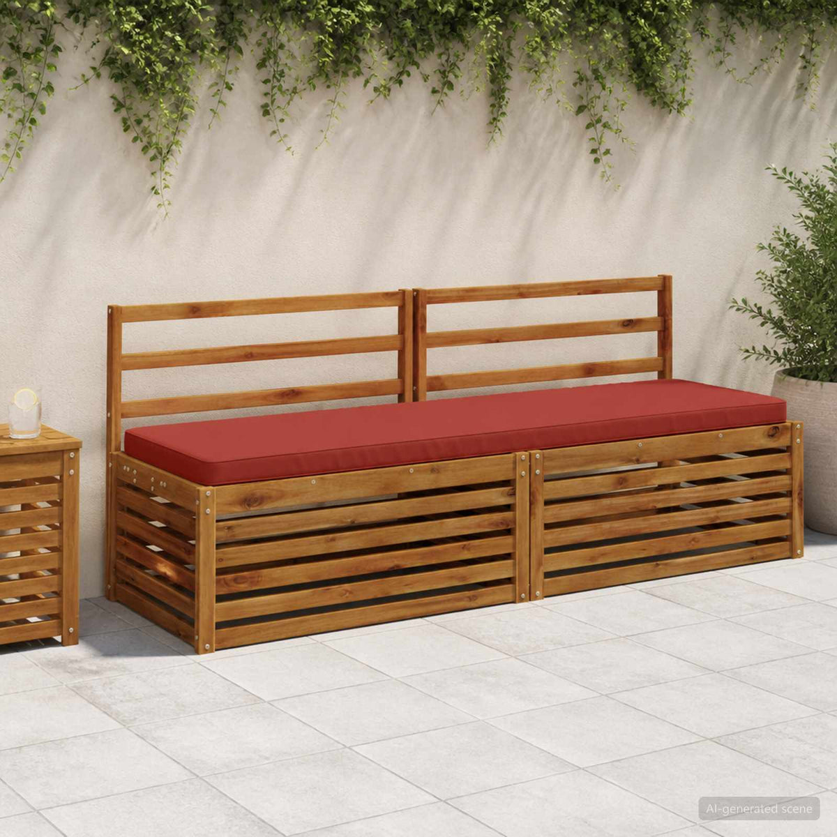 1-Piece Bench Cushion VUGHT 100% Polyester Red 200 x 50 x 5 cm