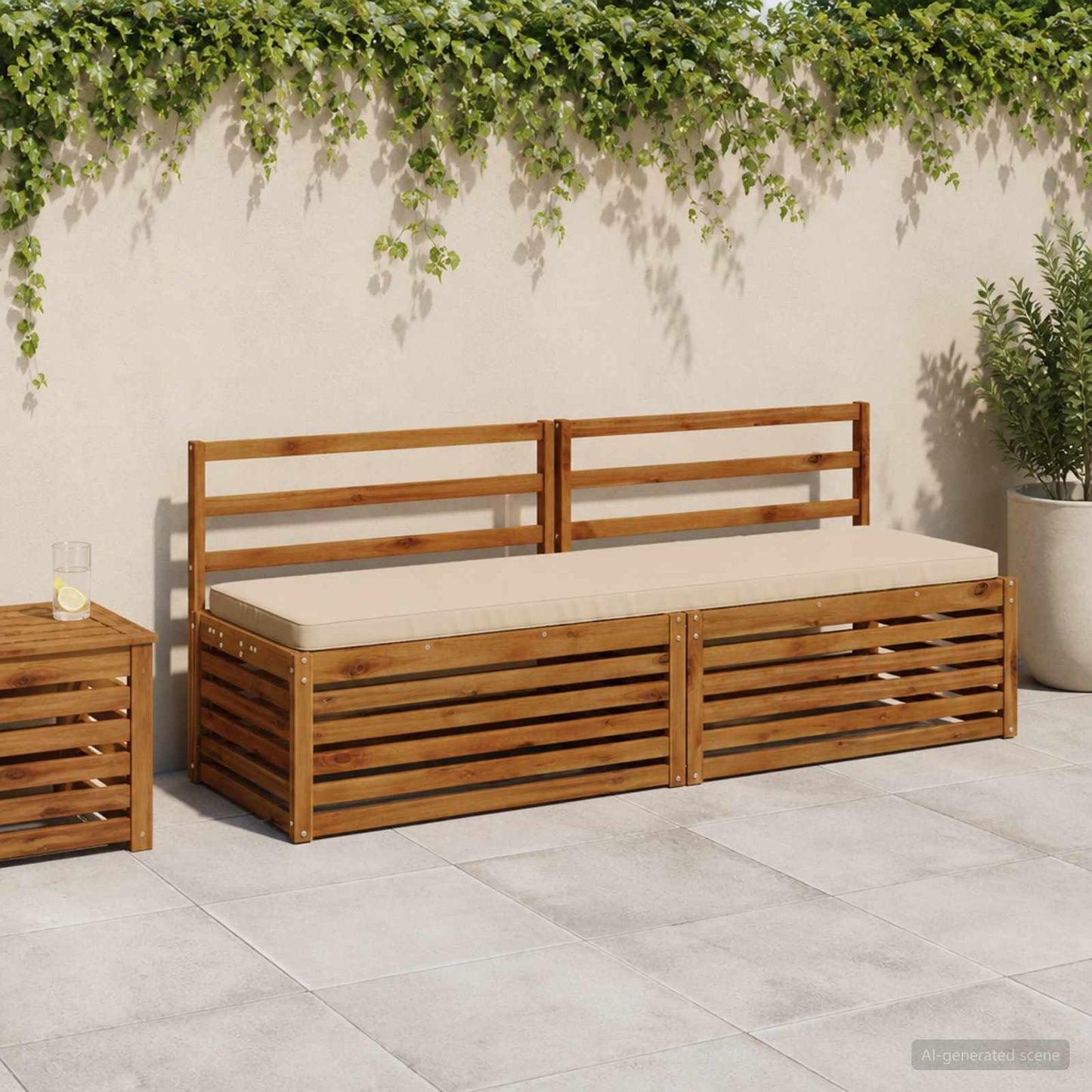 1-Piece Bench Cushion VUGHT 100% Polyester Cream