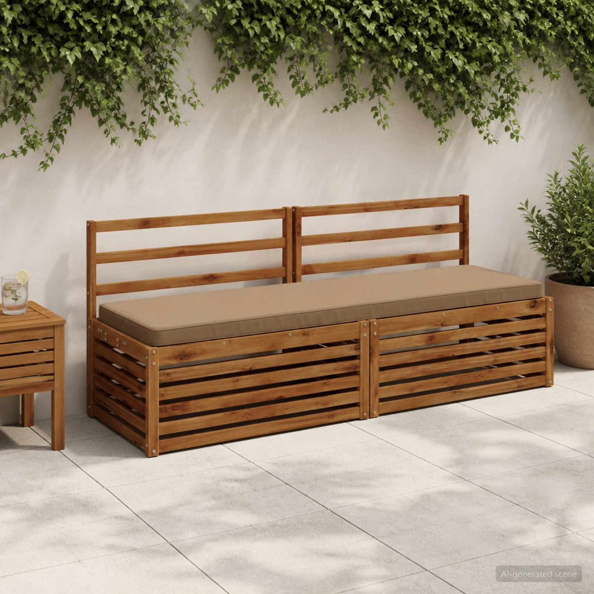 2-Piece Bench Cushions VUGHT 2 pcs 100% Polyester Taupe