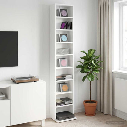 CD Cabinet White 33 x 23.5 x 175 cm Engineered Wood
