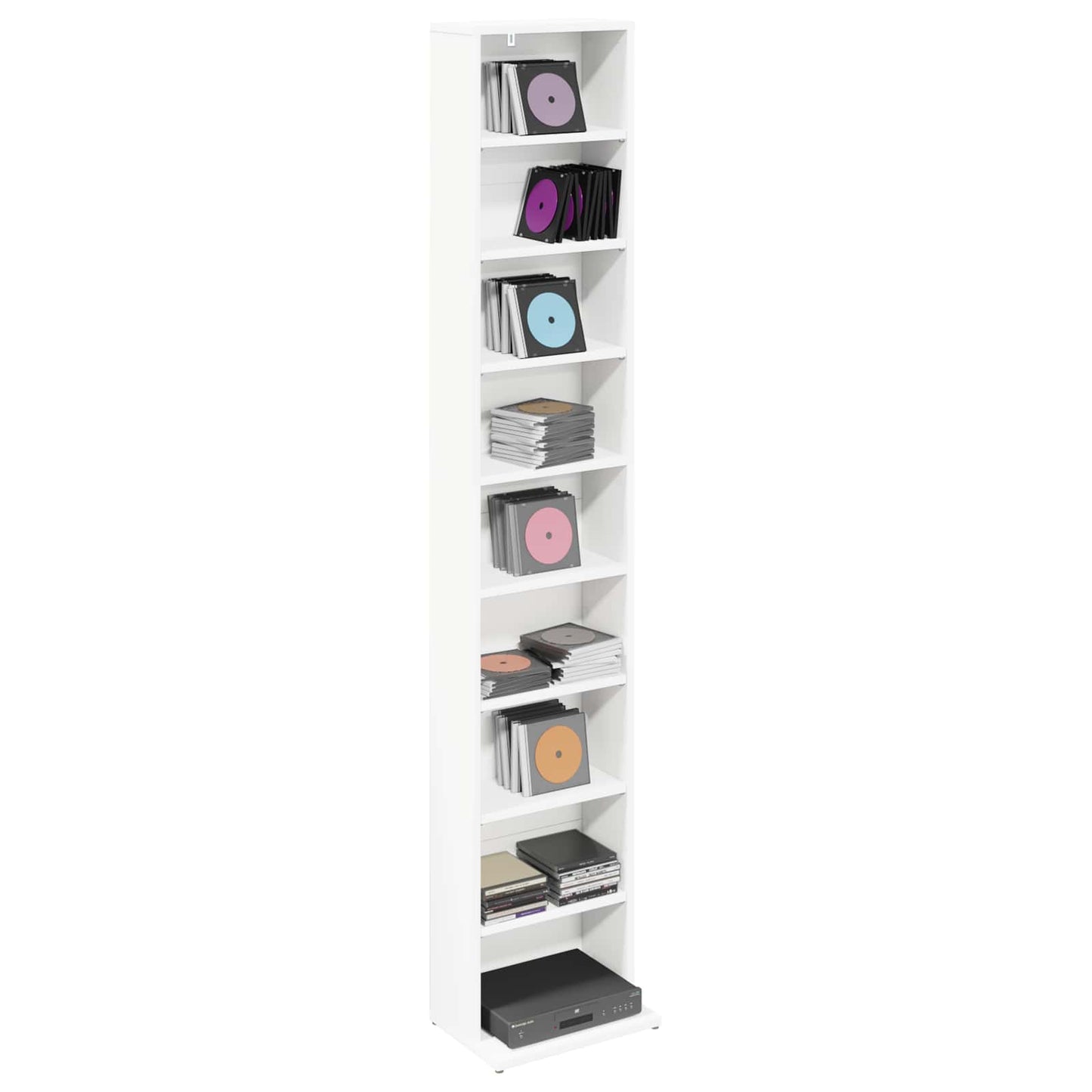CD Cabinet White 33 x 23.5 x 175 cm Engineered Wood