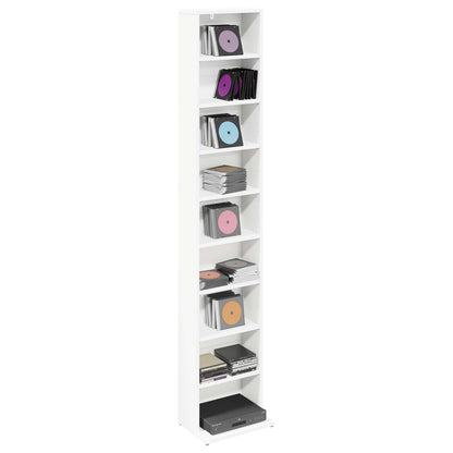 CD Cabinet White 33 x 23.5 x 175 cm Engineered Wood