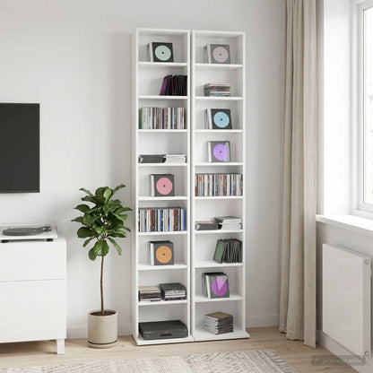 CD Cabinet 2 pcs White 33 x 23.5 x 175 cm Engineered Wood