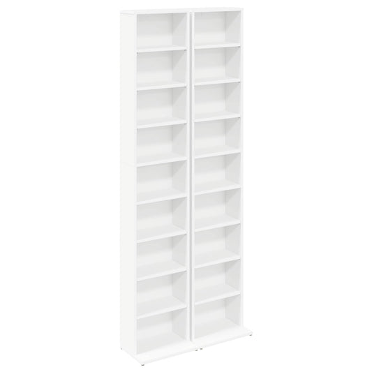 CD Cabinet 2 pcs White 33 x 23.5 x 175 cm Engineered Wood