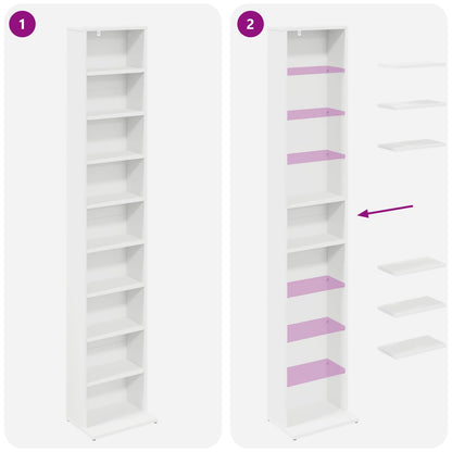 CD Cabinet 2 pcs White 33 x 23.5 x 175 cm Engineered Wood