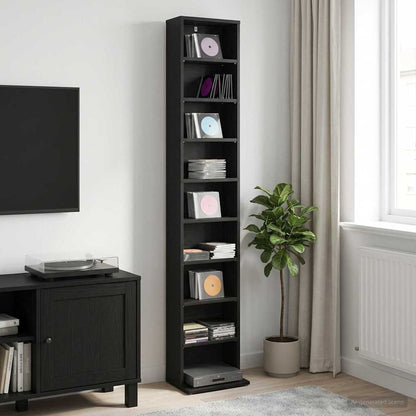 CD Cabinet Black Oak 33 x 23.5 x 175 cm Engineered Wood
