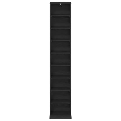 CD Cabinet Black Oak 33 x 23.5 x 175 cm Engineered Wood