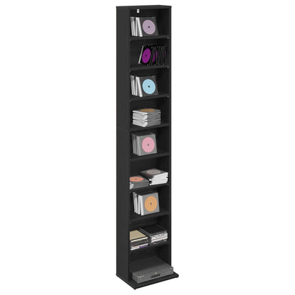 CD Cabinet Black Oak 33 x 23.5 x 175 cm Engineered Wood