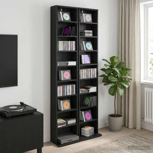 CD Cabinet 2 pcs Black Oak 33 x 23.5 x 175 cm Engineered Wood