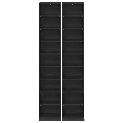 CD Cabinet 2 pcs Black Oak 33 x 23.5 x 175 cm Engineered Wood