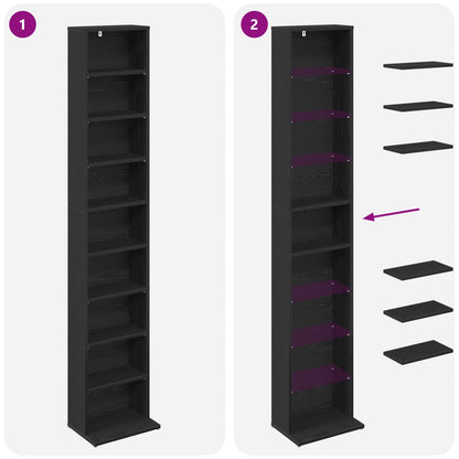 CD Cabinet 2 pcs Black Oak 33 x 23.5 x 175 cm Engineered Wood