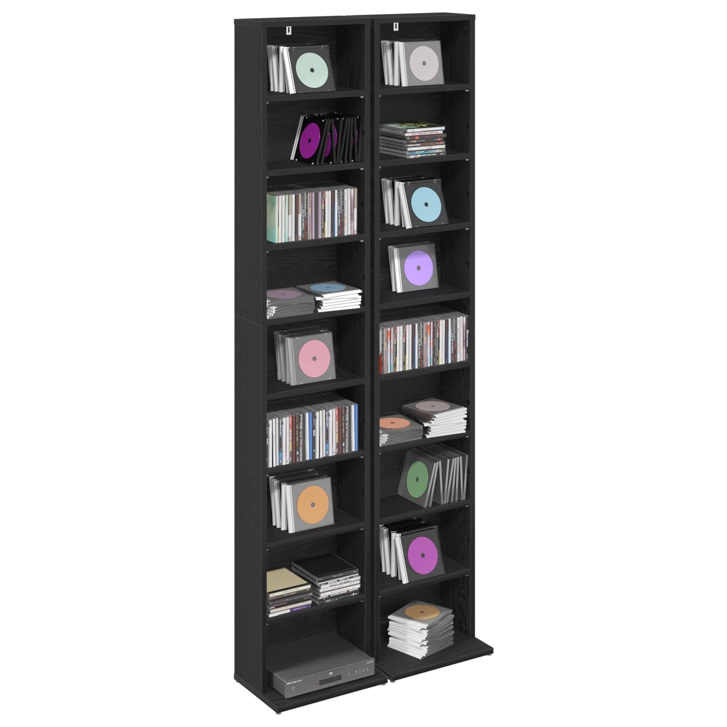 CD Cabinet 2 pcs Black Oak 33 x 23.5 x 175 cm Engineered Wood
