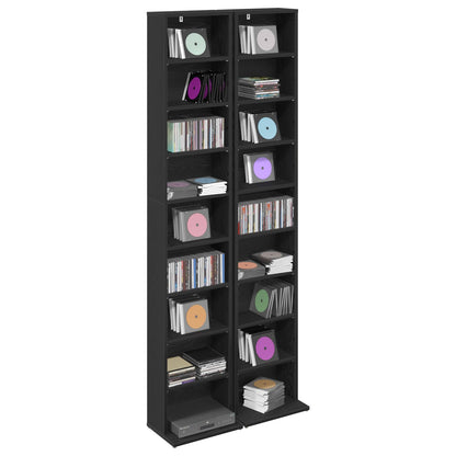 CD Cabinet 2 pcs Black Oak 33 x 23.5 x 175 cm Engineered Wood