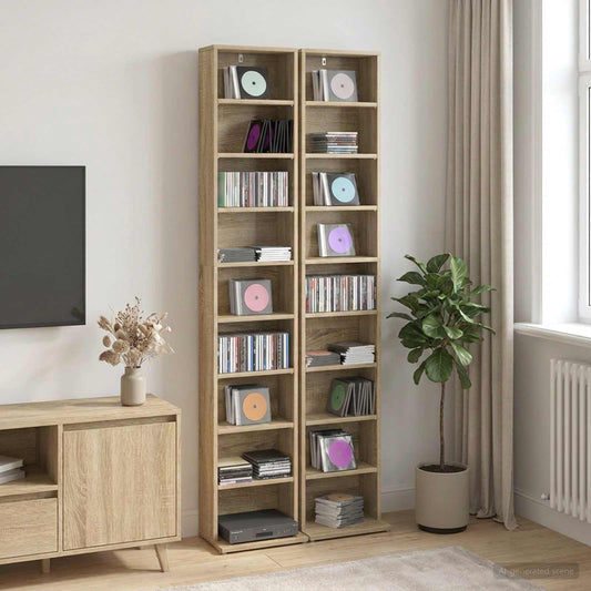 CD Cabinet 2 pcs Sonoma Oak 33 x 23.5 x 175 cm Engineered Wood