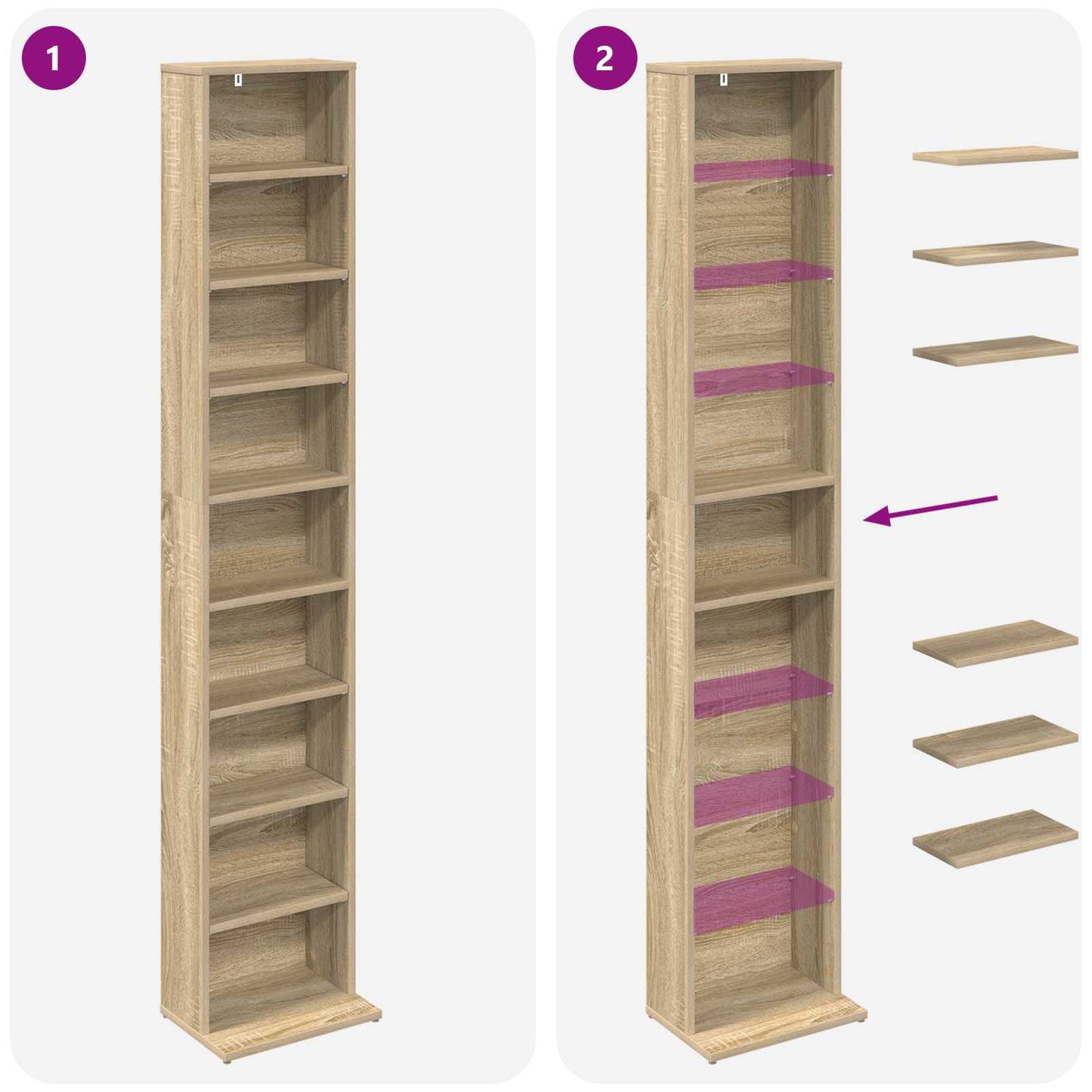 CD Cabinet 2 pcs Sonoma Oak 33 x 23.5 x 175 cm Engineered Wood