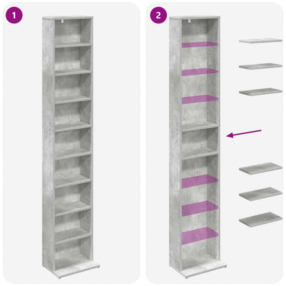 CD Cabinet Concrete Grey 33 x 23.5 x 175 cm Engineered Wood