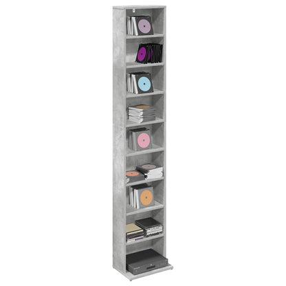 CD Cabinet Concrete Grey 33 x 23.5 x 175 cm Engineered Wood
