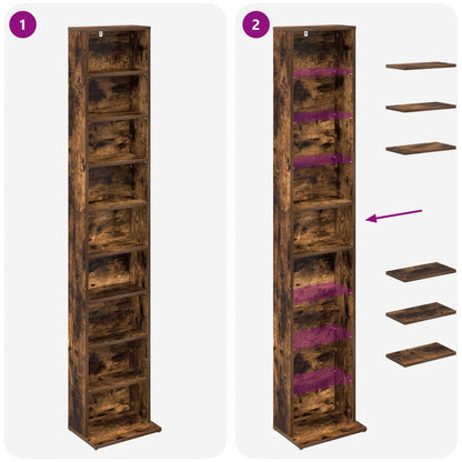 CD Cabinet Smoked Oak 33 x 23.5 x 175 cm Engineered Wood