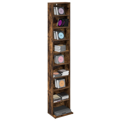 CD Cabinet Smoked Oak 33 x 23.5 x 175 cm Engineered Wood