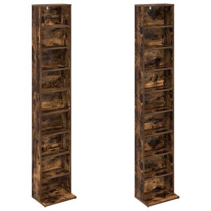 CD Cabinet 2 pcs Smoked Oak 33 x 23.5 x 175 cm Engineered Wood