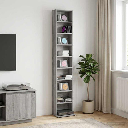 CD Cabinet Grey Sonoma 33 x 23.5 x 175 cm Engineered Wood