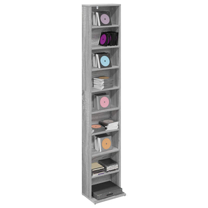 CD Cabinet Grey Sonoma 33 x 23.5 x 175 cm Engineered Wood