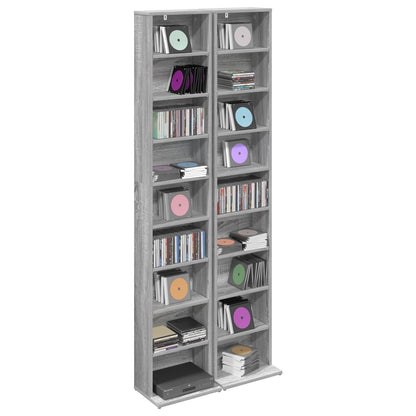 CD Cabinet 2 pcs Grey Sonoma 33 x 23.5 x 175 cm Engineered Wood
