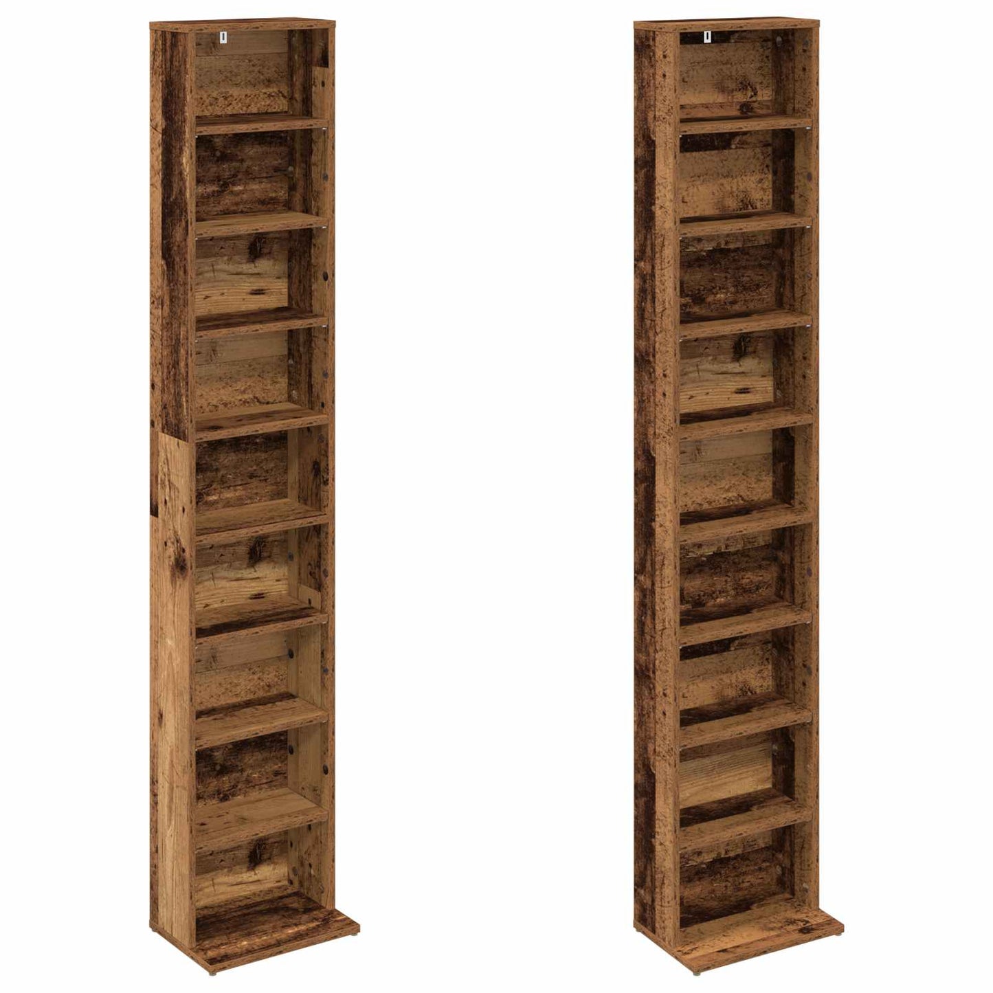 CD Cabinet 2 pcs Old Wood 33 x 23.5 x 175 cm Engineered Wood