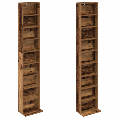 CD Cabinet 2 pcs Old Wood 33 x 23.5 x 175 cm Engineered Wood