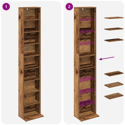 CD Cabinet 2 pcs Old Wood 33 x 23.5 x 175 cm Engineered Wood
