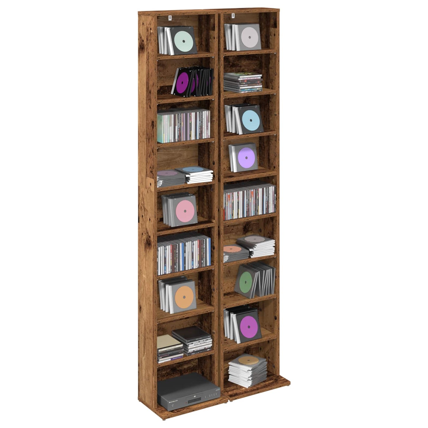 CD Cabinet 2 pcs Old Wood 33 x 23.5 x 175 cm Engineered Wood