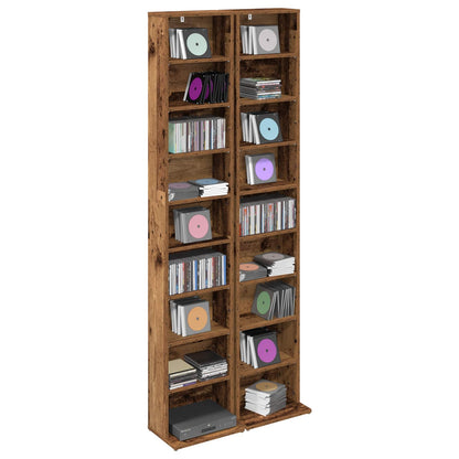 CD Cabinet 2 pcs Old Wood 33 x 23.5 x 175 cm Engineered Wood
