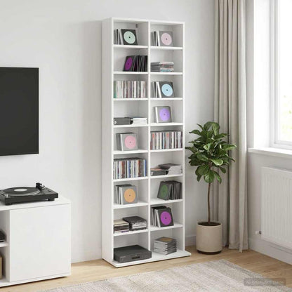 CD Cabinet White 65 x 23.5 x 175 cm Engineered Wood