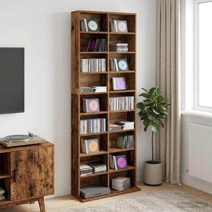 CD Cabinet Oak Wood 65 x 23.5 x 175 cm Engineered Wood