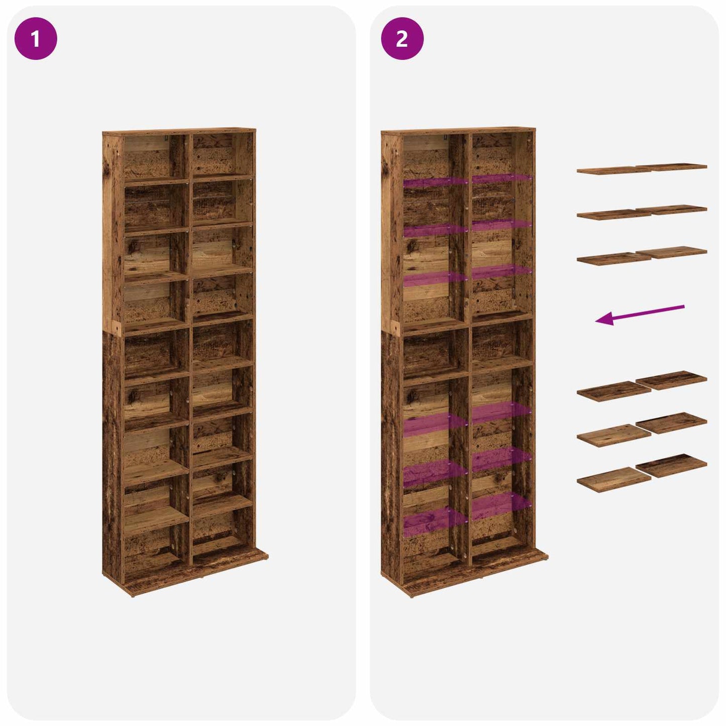 CD Cabinet Oak Wood 65 x 23.5 x 175 cm Engineered Wood