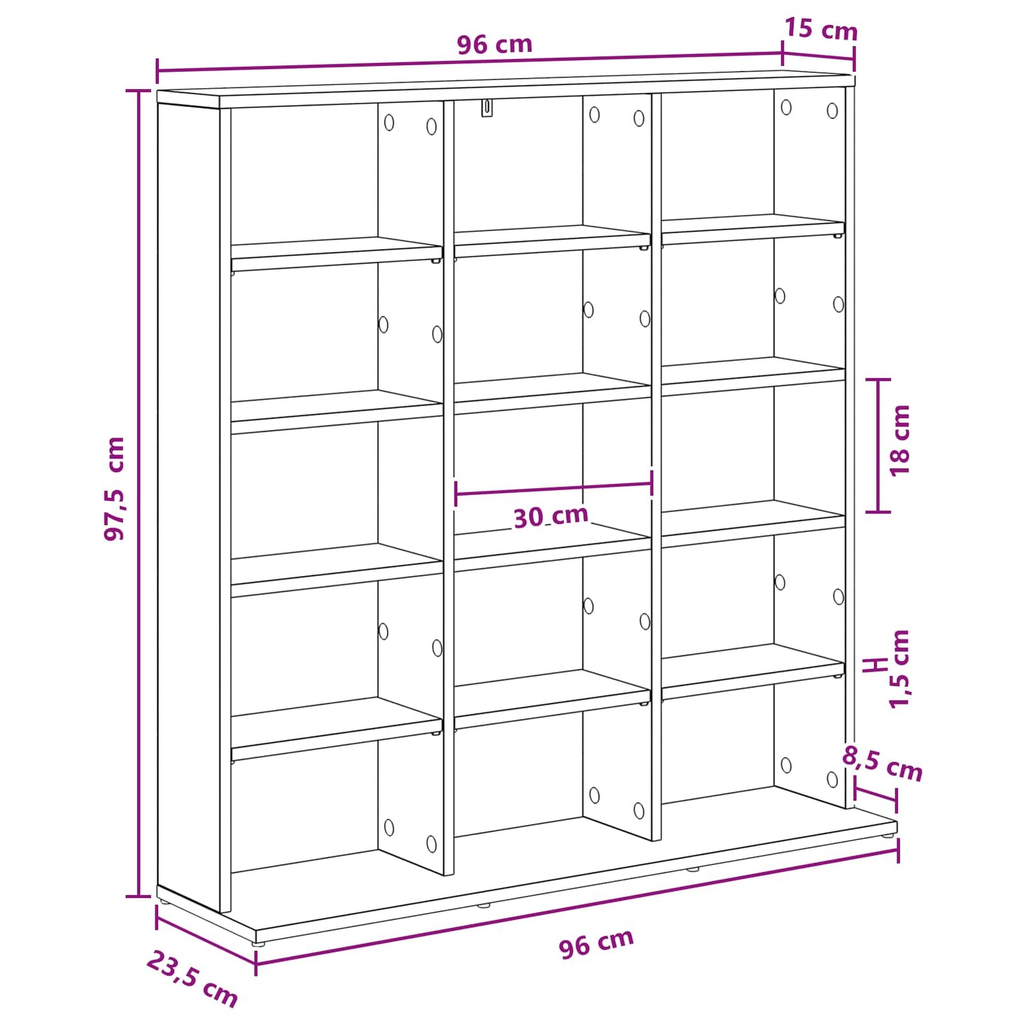 CD Cabinet White 96 x 23.5 x 97.5 cm Engineered Wood