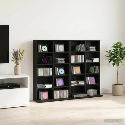 CD Cabinet 2 pcs Black Oak 65 x 23.5 x 97.5 cm Engineered Wood