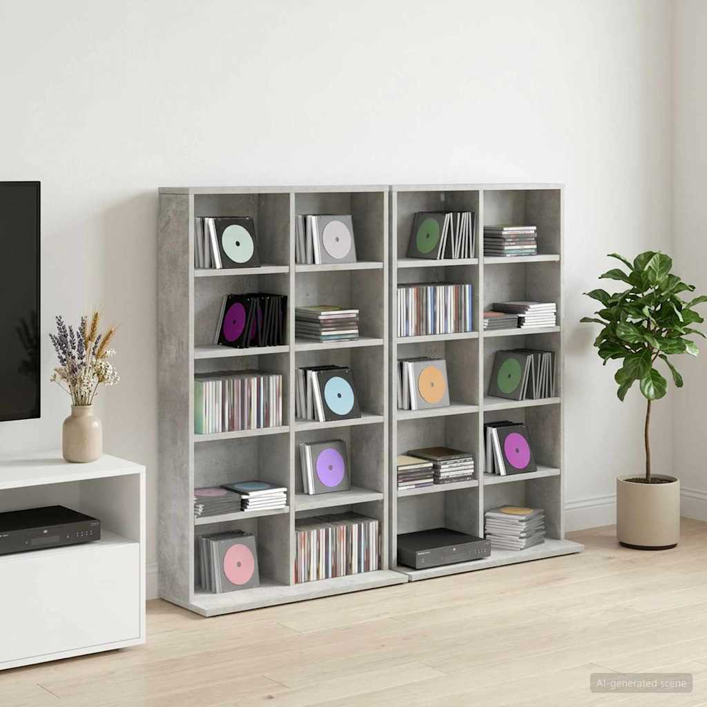 CD Cabinet 2 pcs Concrete Grey 65 x 23.5 x 97.5 cm