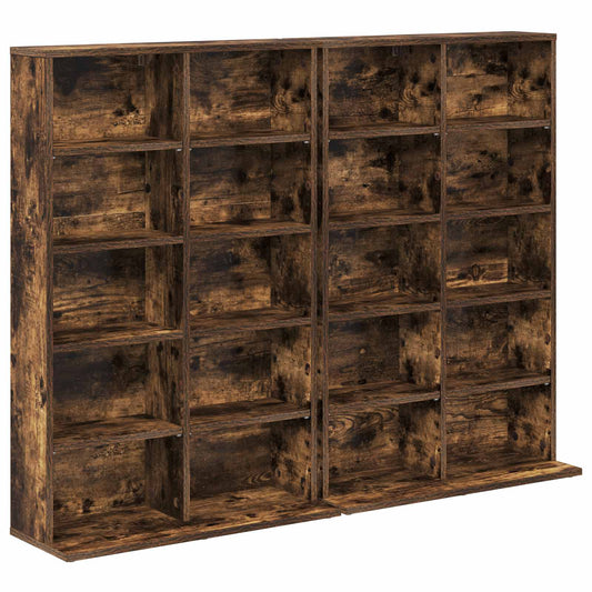 CD Cabinet 2 pcs Smoked Oak 65 x 23.5 x 97.5 cm Engineered Wood