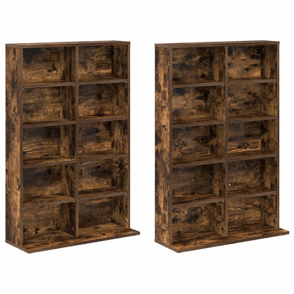 CD Cabinet 2 pcs Smoked Oak 65 x 23.5 x 97.5 cm Engineered Wood
