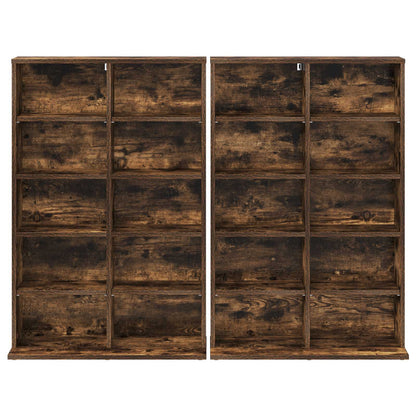 CD Cabinet 2 pcs Smoked Oak 65 x 23.5 x 97.5 cm Engineered Wood