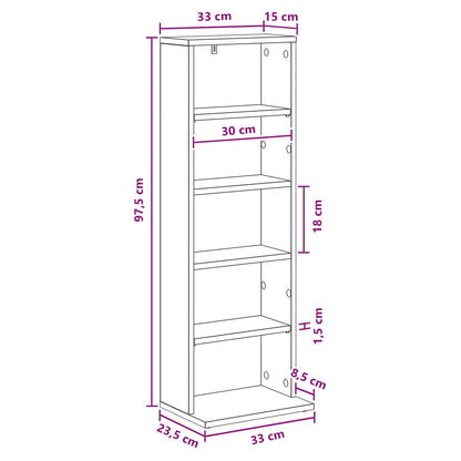CD Cabinet White 33 x 23.5 x 97.5 cm Engineered Wood