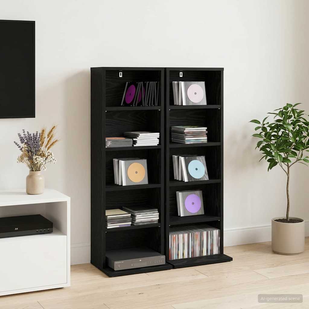 CD Cabinet 2 pcs Black Oak 33 x 23.5 x 97.5 cm Engineered Wood
