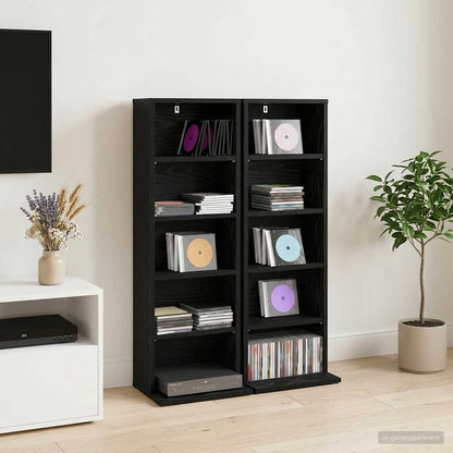 CD Cabinet 2 pcs Black Oak 33 x 23.5 x 97.5 cm Engineered Wood